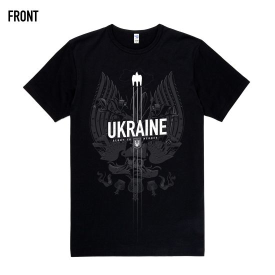  Зображення Чорна футболка «Ukraine» 